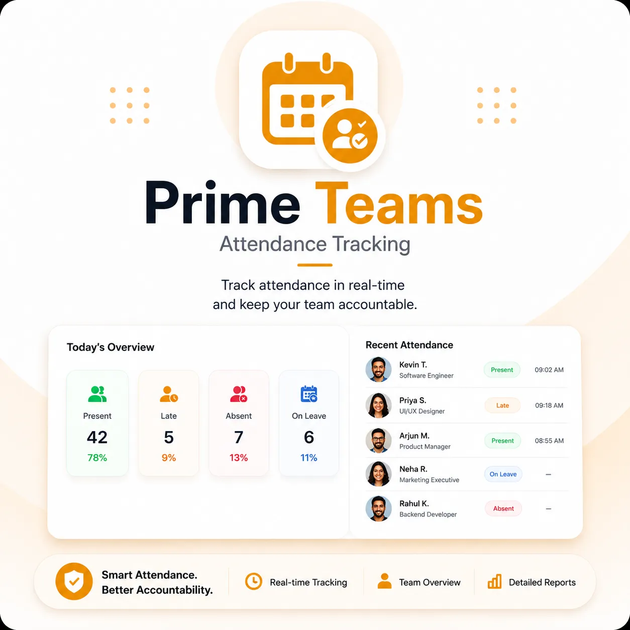 Time tracking software dashboard showing employee productivity and project management