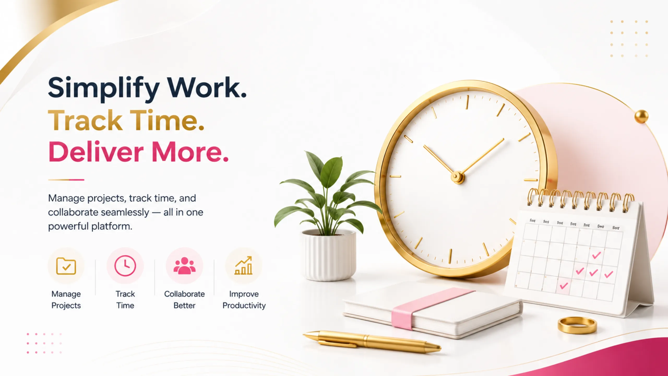 dashboard showing project management software with employee time tracking and task management